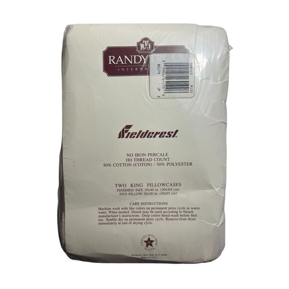 Vintage Fieldcrest Maidstone Cottage Rose Eyelet King Pillowcase Set 1980s New - Picture 7 of 7